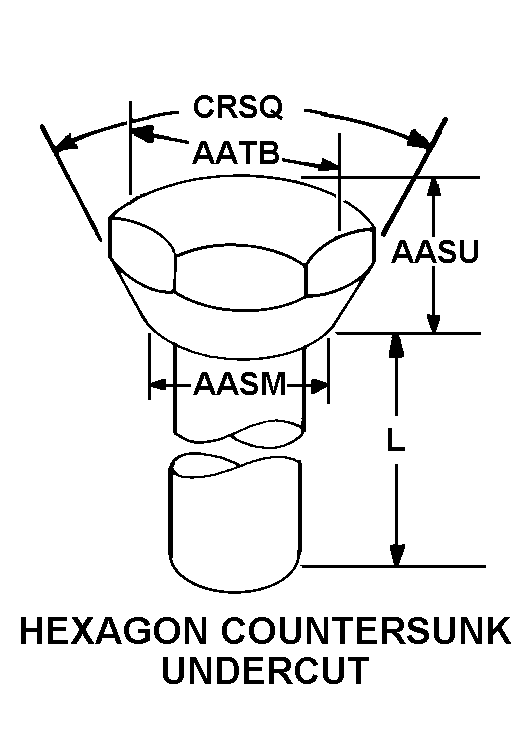 HEXAGON COUNTERSUNK UNDERCUT style nsn 5305-01-098-6143