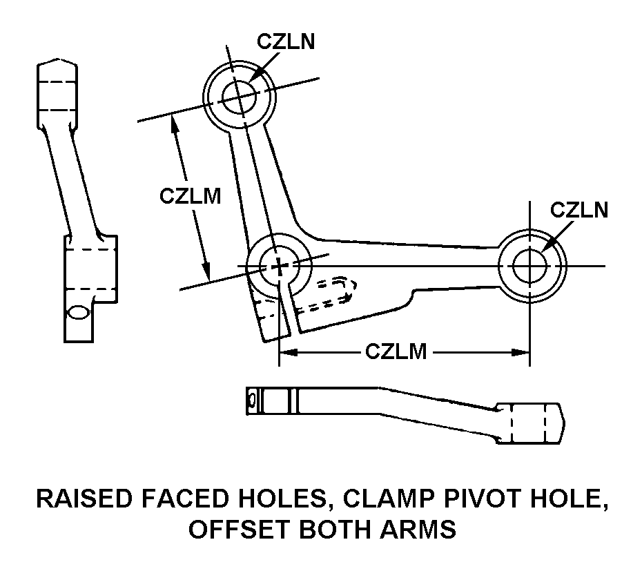 RAISED FACED HOLES, CLAMP PIVOT HOLE, OFFSET BOTH ARMS style nsn 3040-00-741-1280
