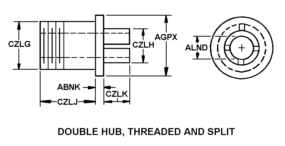 DOUBLE HUB, THREADED AND SPLIT style nsn 3040-00-991-9073