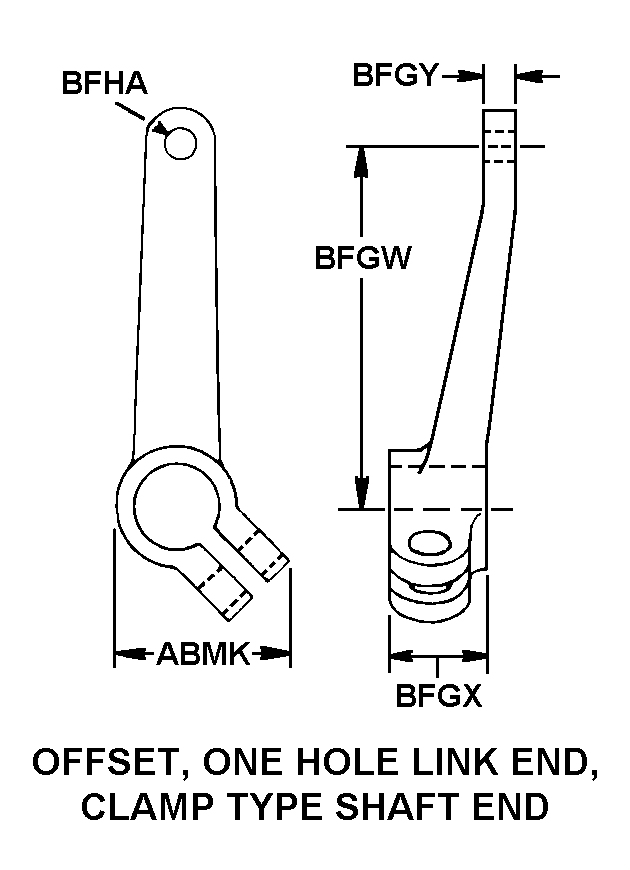 OFFSET, ONE HOLE LINK END, CLAMP TYPE SHAFT END style nsn 2520-00-752-0969