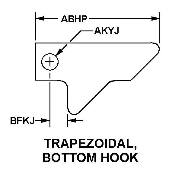 TRAPEZOIDAL, BOTTOM HOOK style nsn 3040-00-443-7990