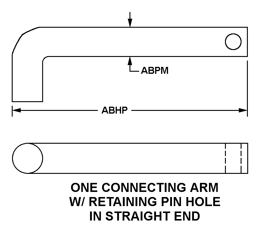 ONE CONNECTING ARM W/RETAINING PIN HOLE IN STRAIGHT END style nsn 3040-01-148-1644