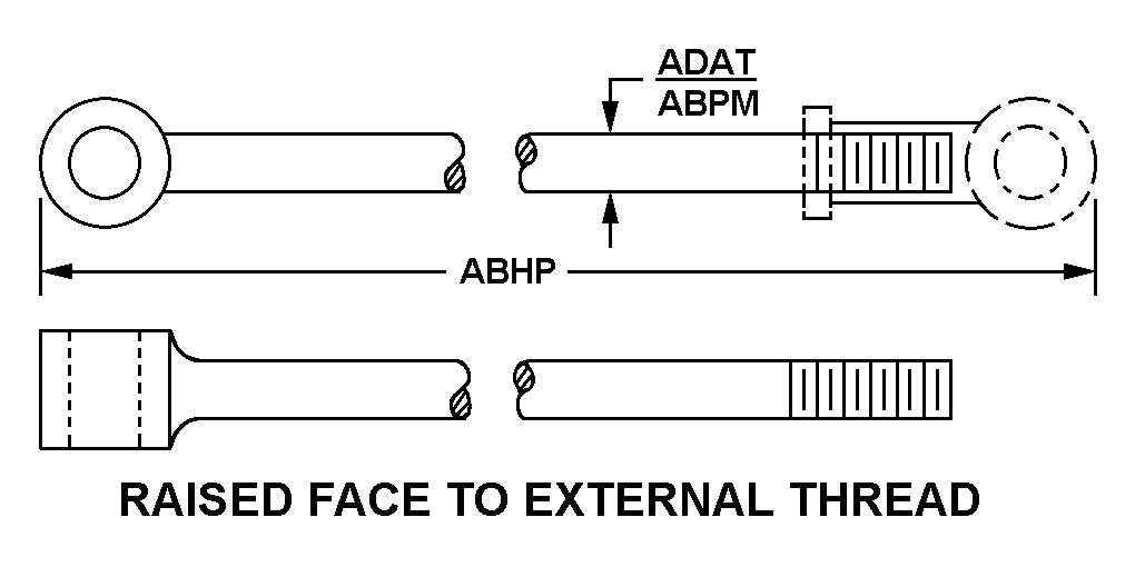 RAISED FACE TO EXTERNAL THREAD style nsn 3040-00-183-0124