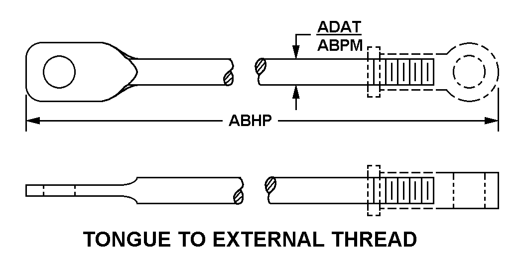 TONGUE TO EXTERNAL THREAD style nsn 3040-00-725-2678