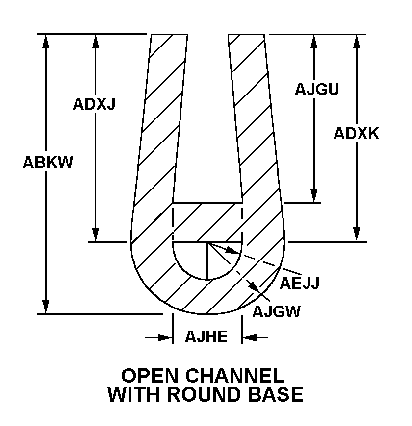 OPEN CHANNEL WITH ROUND BASE style nsn 9390-00-056-7851