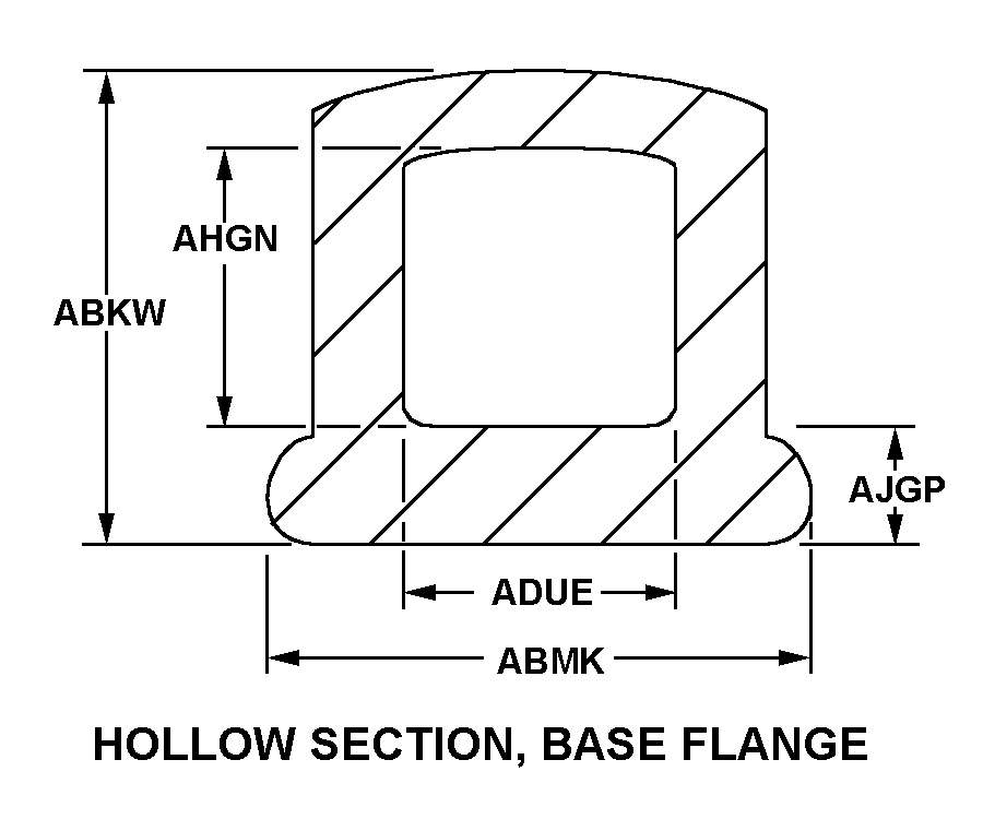 HOLLOW SECTION, BASE FLANGE style nsn 9390-01-494-8482