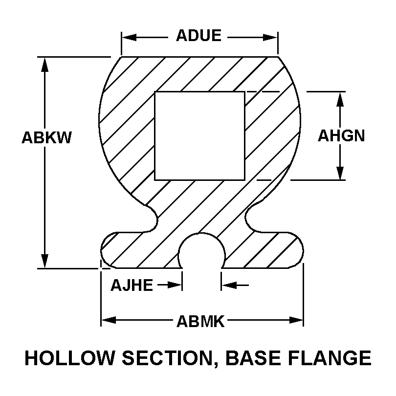 HOLLOW SECTION, BASE FLANGE style nsn 9390-00-720-4604