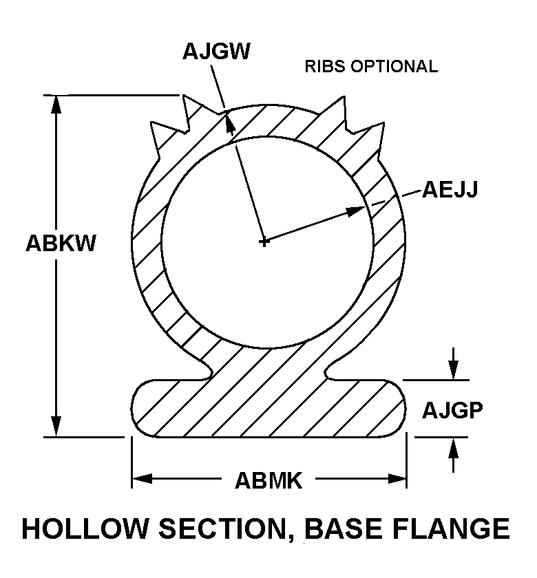 HOLLOW SECTION, BASE FLANGE style nsn 9390-01-290-2145