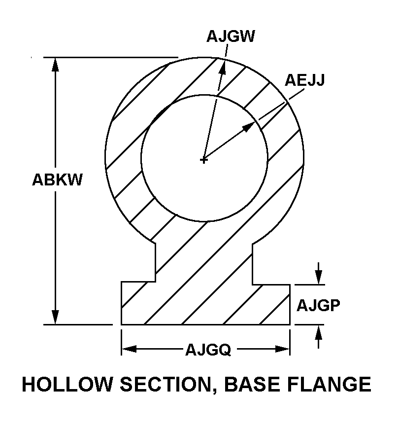 HOLLOW SECTION, BASE FLANGE style nsn 9390-00-792-2306