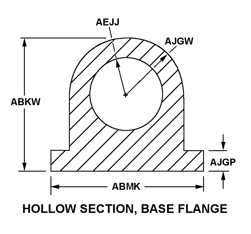 HOLLOW SECTION, BASE FLANGE style nsn 9390-00-792-2306