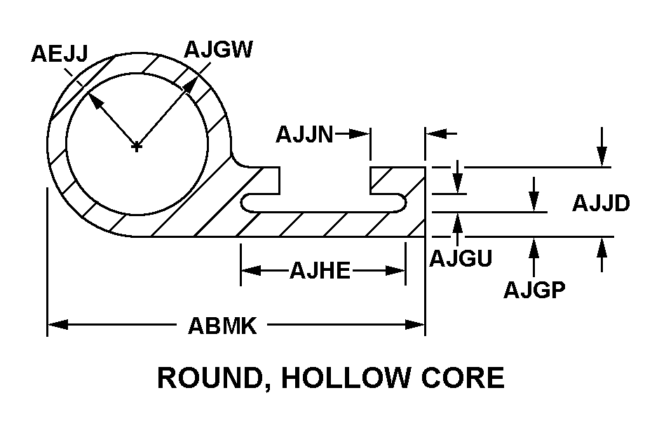 ROUND, HOLLOW CORE style nsn 9390-00-250-6218