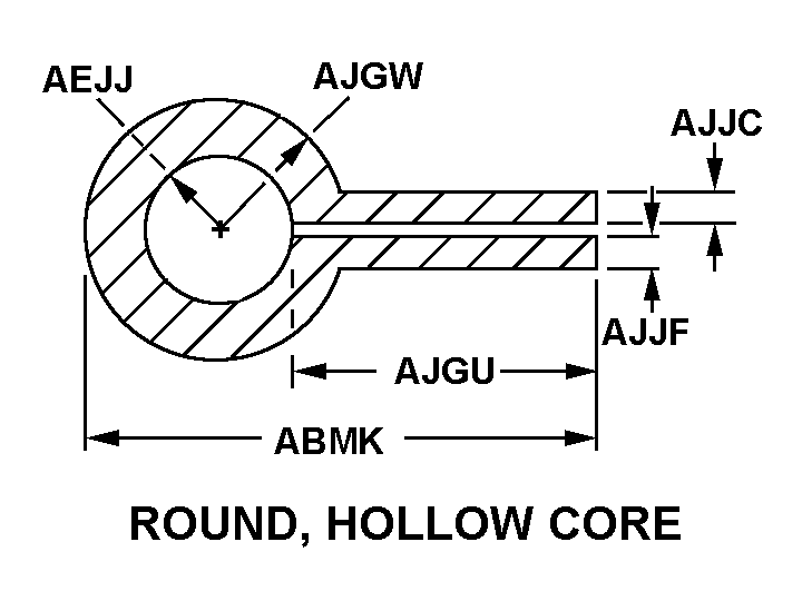 ROUND, HOLLOW CORE style nsn 9390-01-017-5136