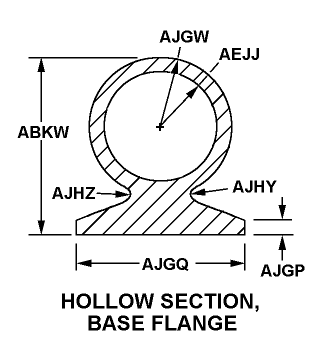 HOLLOW SECTION, BASE FLANGE style nsn 9390-01-290-2145