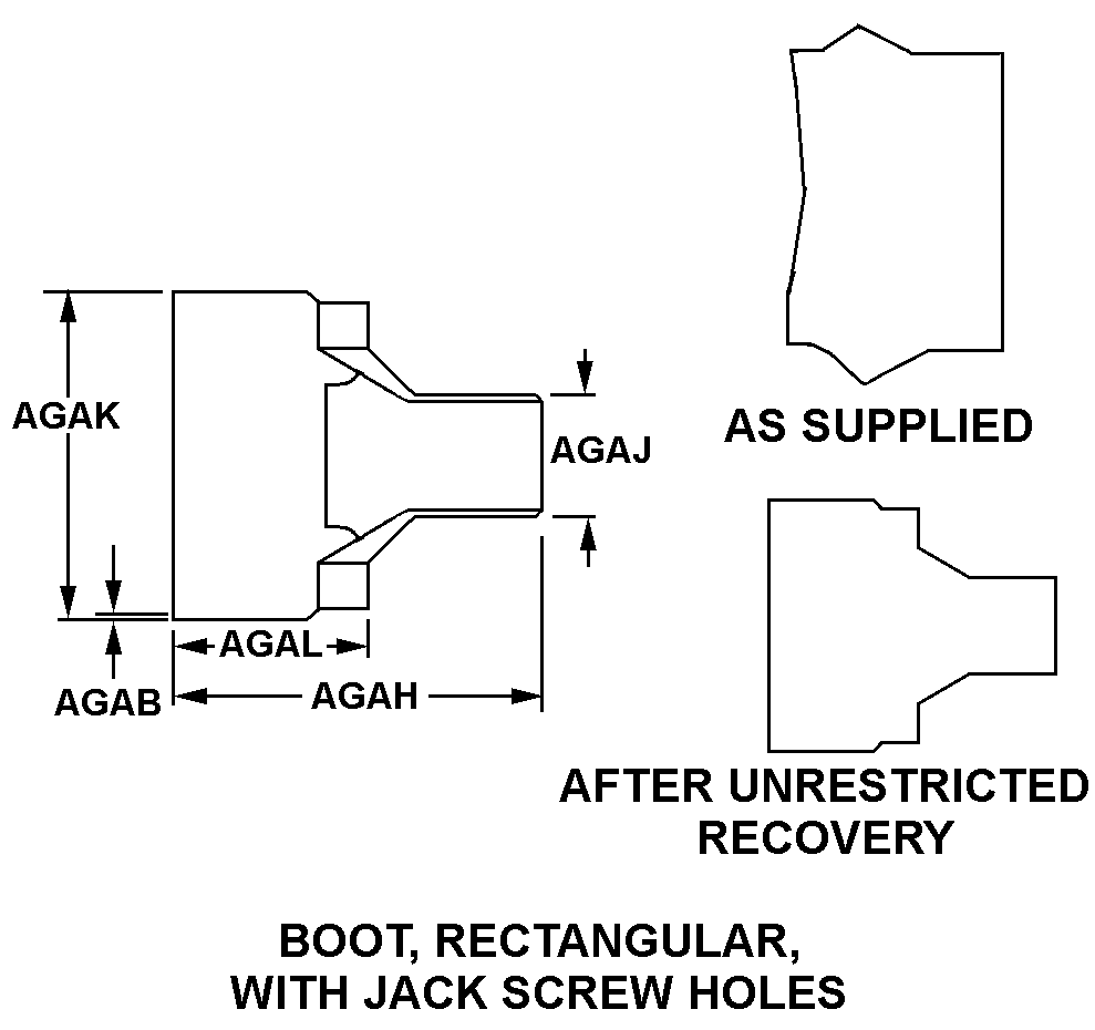 BOOT, RECTANGULAR, WITH JACK SCREW HOLES style nsn 5970-01-517-6098