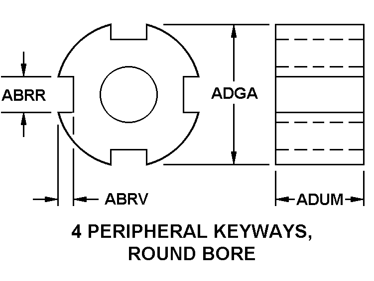 4 PERIPHERAL KEYWAYS, ROUND BORE style nsn 3010-00-380-9373