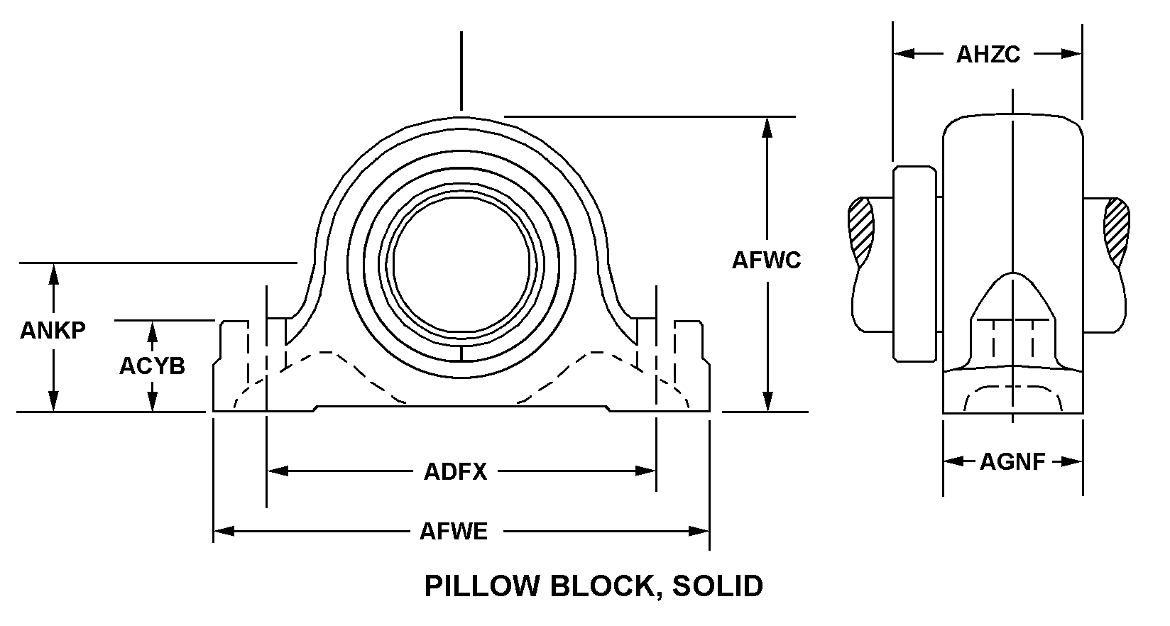 PILLOW BLOCK, SOLID style nsn 3130-01-621-2539