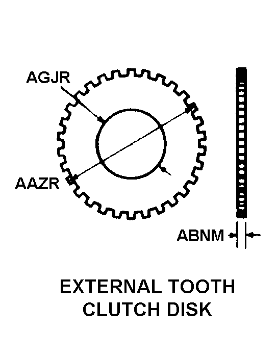 EXTERNAL TOOTH CLUTCH DISK style nsn 3040-00-640-3744