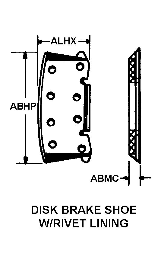 DISK BRAKE SHOE W/RIVET LINING style nsn 2530-01-295-3792