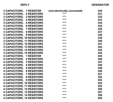 3 CAPACITORS, 3 RESISTORS style nsn 5915-00-497-9193