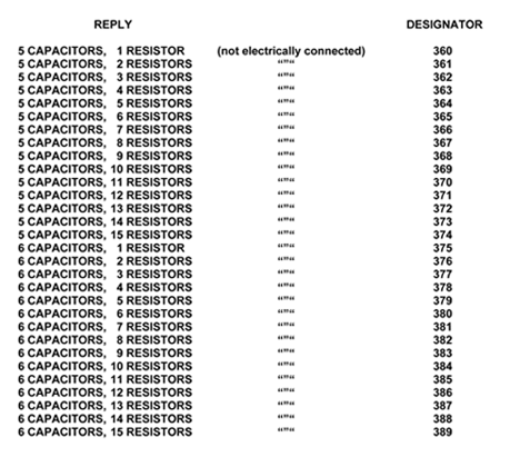 6 CAPACITORS, 6 RESISTORS style nsn 5915-01-009-2946