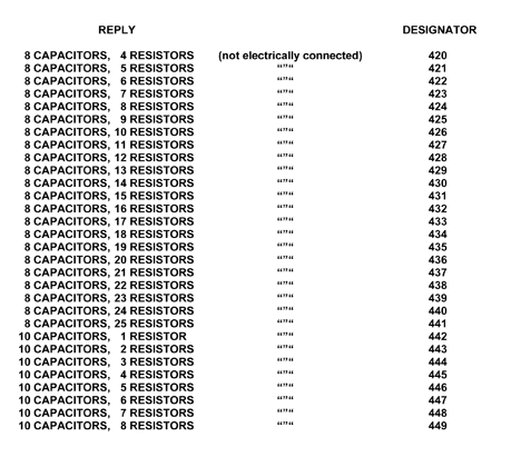 8 CAPACITORS, 8 RESISTORS style nsn 5915-01-389-7313