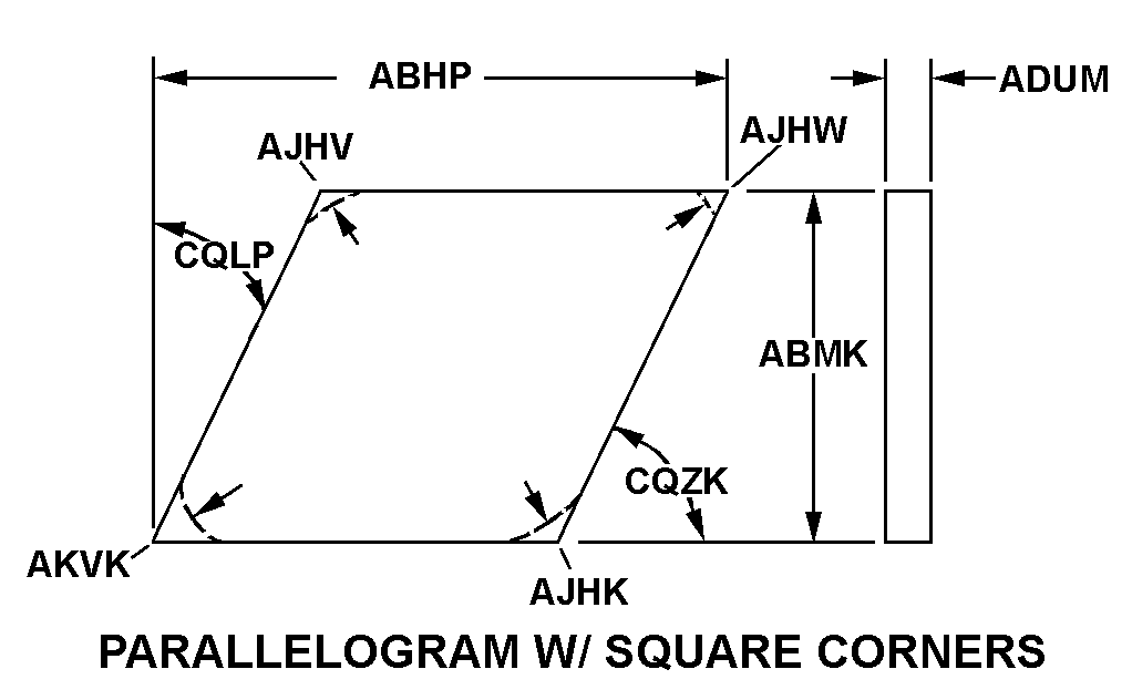 PARALLELOGRAM W/SQUARE CORNERS style nsn 9340-01-345-6119