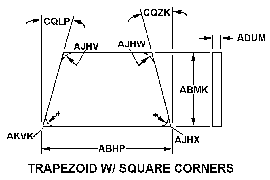 TRAPEZOID W/SQUARE CORNERS style nsn 9340-01-415-7593