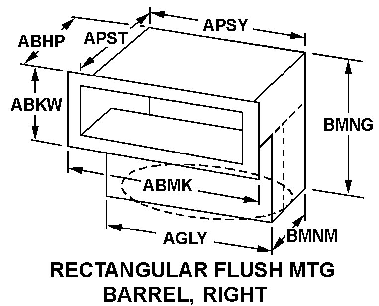 RECTANGULAR FLUSH MTG BARREL, RIGHT style nsn 6625-00-001-6512