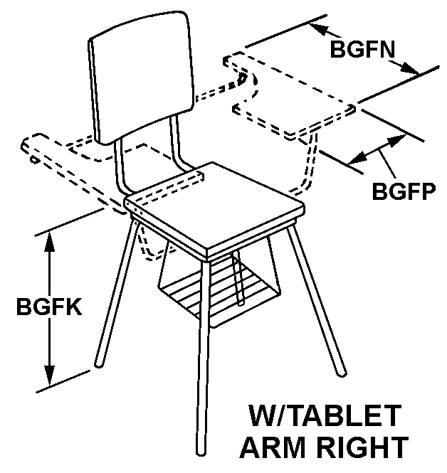 W/TABLET ARM RIGHT style nsn 7110-00-266-7468