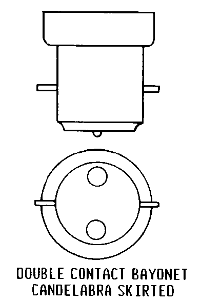 DOUBLE CONTACT BAYONET CANDELABRA SKIRTED style nsn 6240-00-299-2883