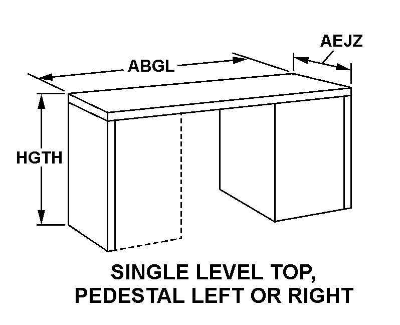 SINGLE LEVEL TOP, PEDESTAL LEFT OR RIGHT style nsn 7195-01-082-8979