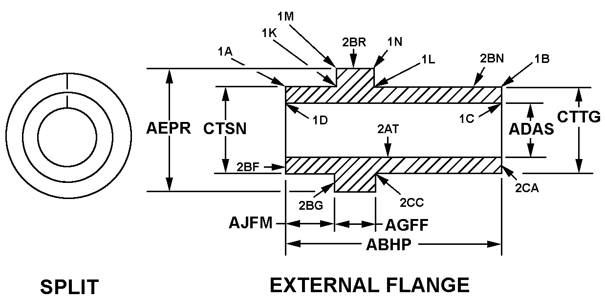 SPLIT, EXTERNAL FLANGE style nsn 3120-00-805-4354