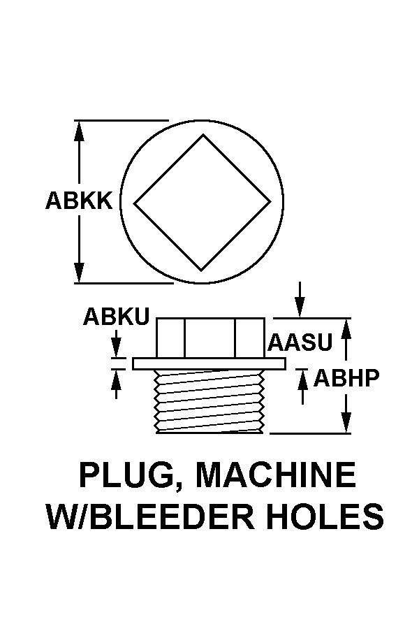 PLUG, MACHINE W/BLEEDER HOLES style nsn 5365-00-764-9178