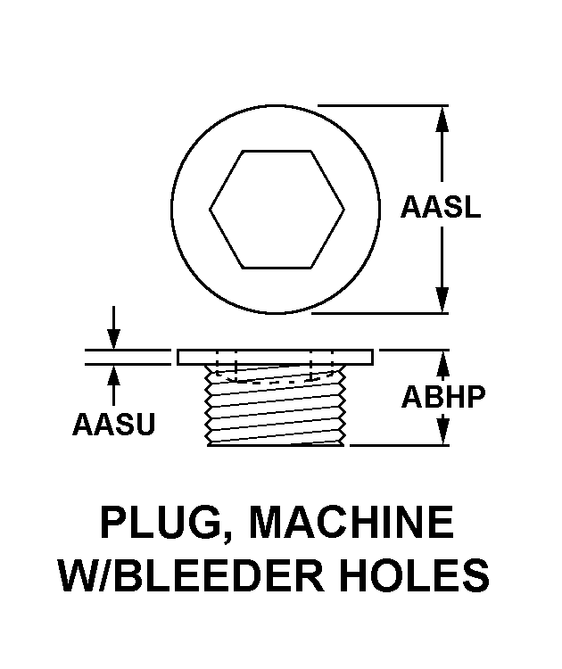 PLUG, MACHINE W/BLEEDER HOLES style nsn 5365-00-278-8806
