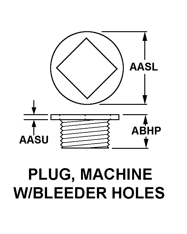 PLUG, MACHINE W/BLEEDER HOLES style nsn 5365-00-278-8807