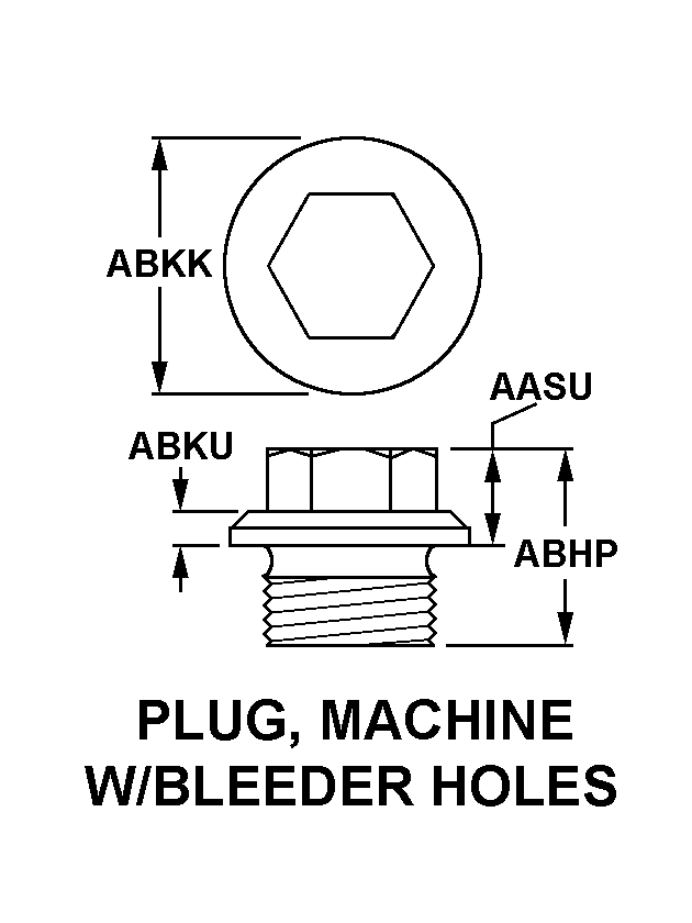 PLUG, MACHINE W/BLEEDER HOLES style nsn 5365-00-684-7471