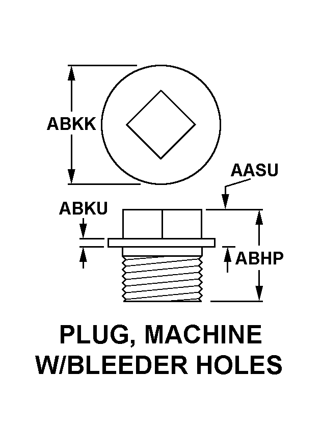 PLUG, MACHINE W/BLEEDER HOLES style nsn 5365-00-203-6341