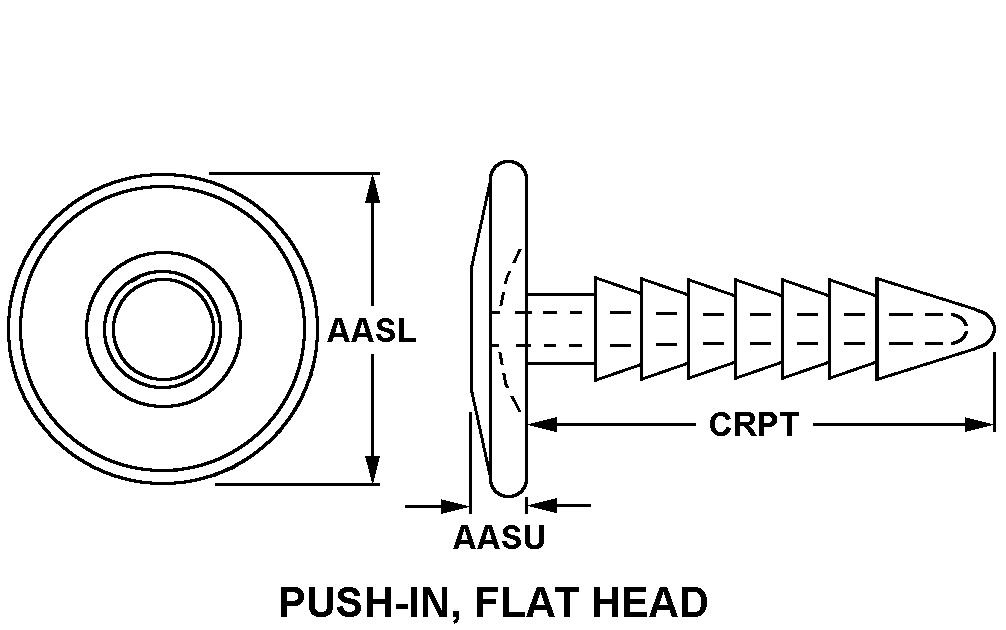 PUSH-IN, FLAT HEAD style nsn 5325-01-470-4146