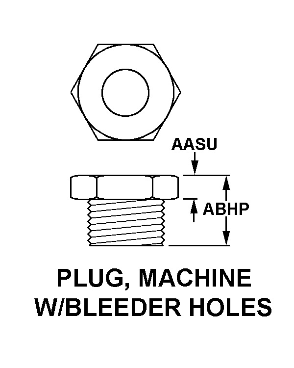 PLUG, MACHINE W/BLEEDER HOLES style nsn 5365-01-221-7606
