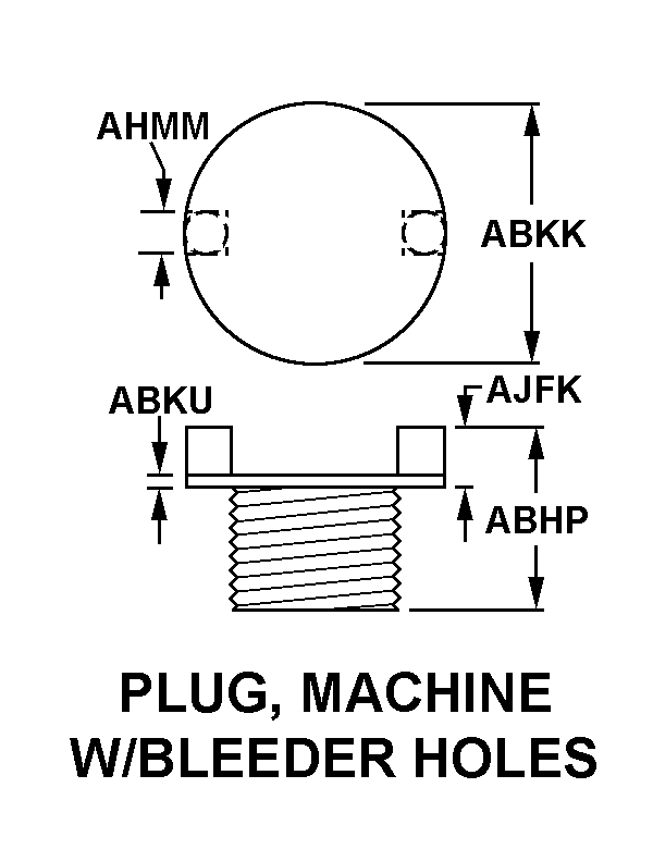 PLUG, MACHINE W/BLEEDER HOLES style nsn 5365-01-198-2482