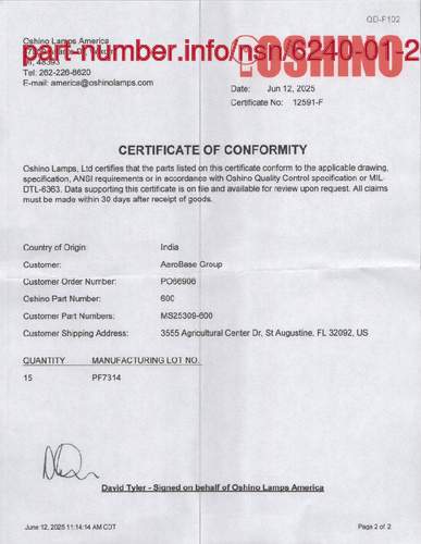 NSN 6240-01-262-0147